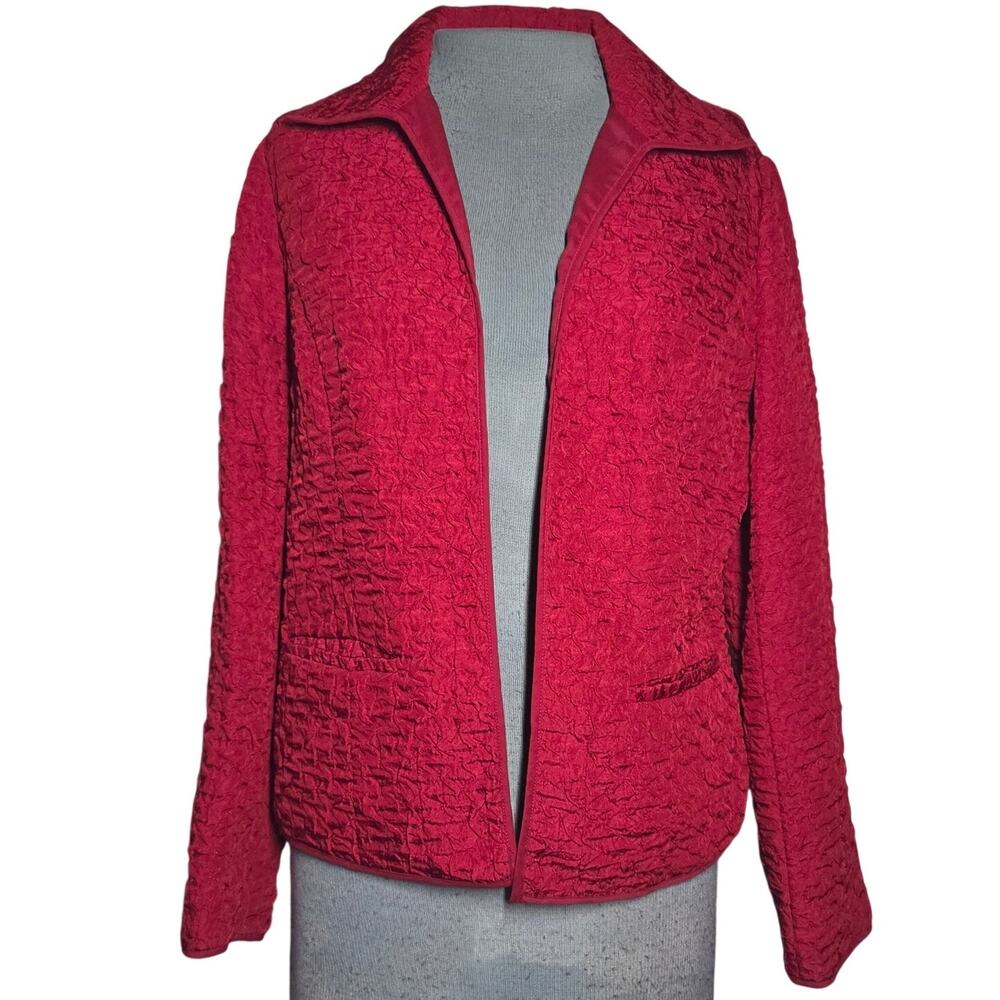 Chicos Red Open Front Blazer Jacket Size 0 Small